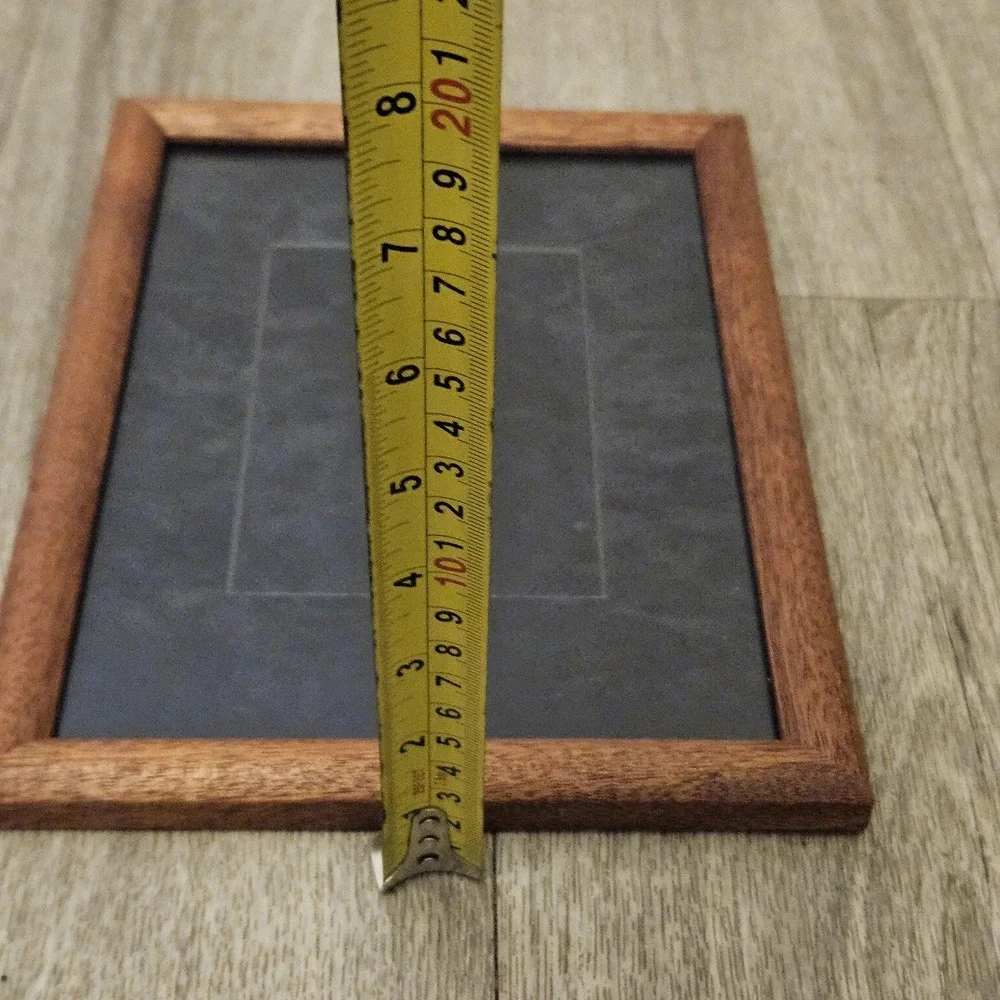 Vintage wooden picture frame with glass insert and felt black backing